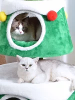 60in Carpeted Christmas Tree Cat Tree with Condos