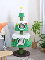 60in Carpeted Christmas Tree Cat Tree with Condos