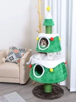 60in Carpeted Christmas Tree Cat Tree with Condos