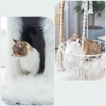 Designer Large Faux Fox Fur Cat Tree for Multiple Cats - Condo detail & Hammock detail