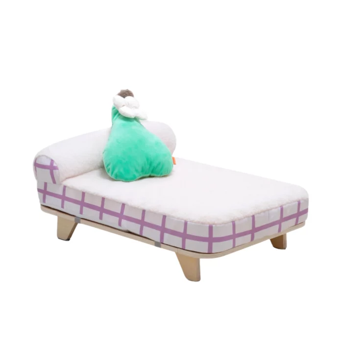 Elevated Cat Bed with Memory Foam Mattress - Purple with pillow