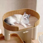 Rattan Large Cat Tree designed with a large platform for large cats