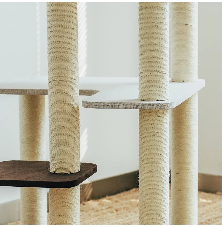 Small Modern Cat Tree with Large Perch - with sisal rope