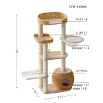 Size detail of Rattan Large Cat Tree with Hammock Space Capsule