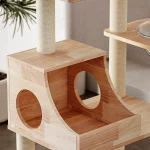 Solid Wood Cat Tower with Macrame Hammock - Condo detail