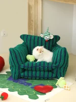 Striped Sherpa Fleece Cat Sofa Bed