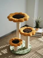 Sunflower Cat Tower with 3 Flowers