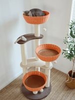 Orange Woven Cat Tree with Sisal Post