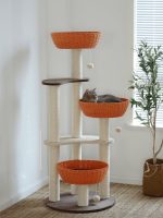 Orange Woven Cat Tree with Sisal Post