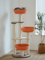 Orange Woven Cat Tree with Sisal Post