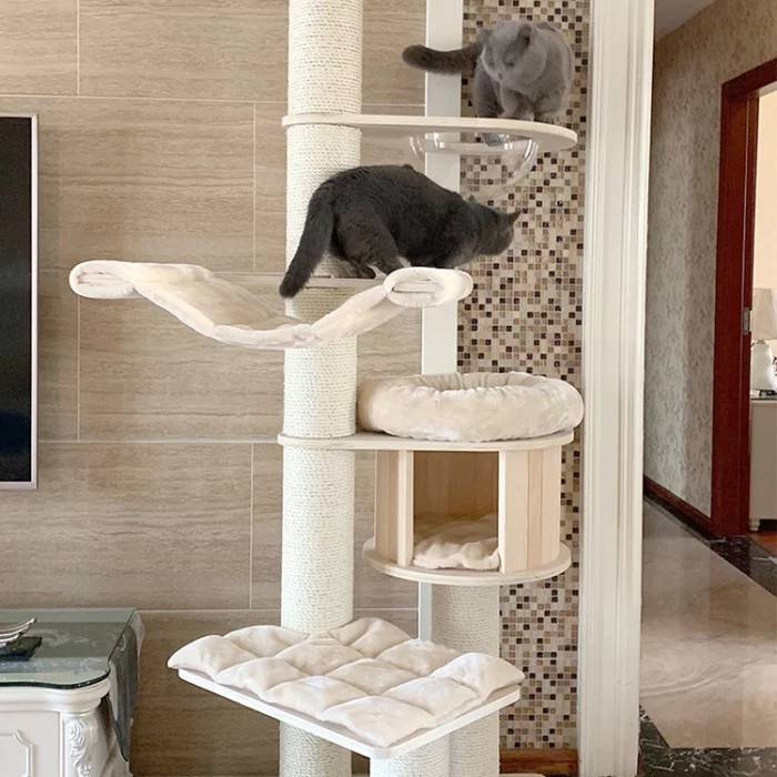 80in Wooden White Cat Tower