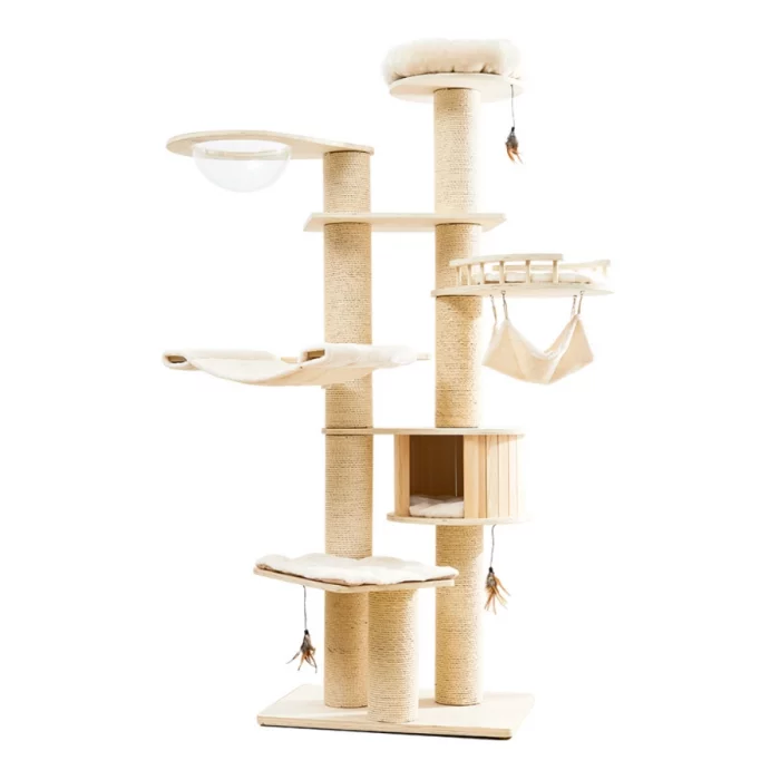 80in Wooden White Cat Tower