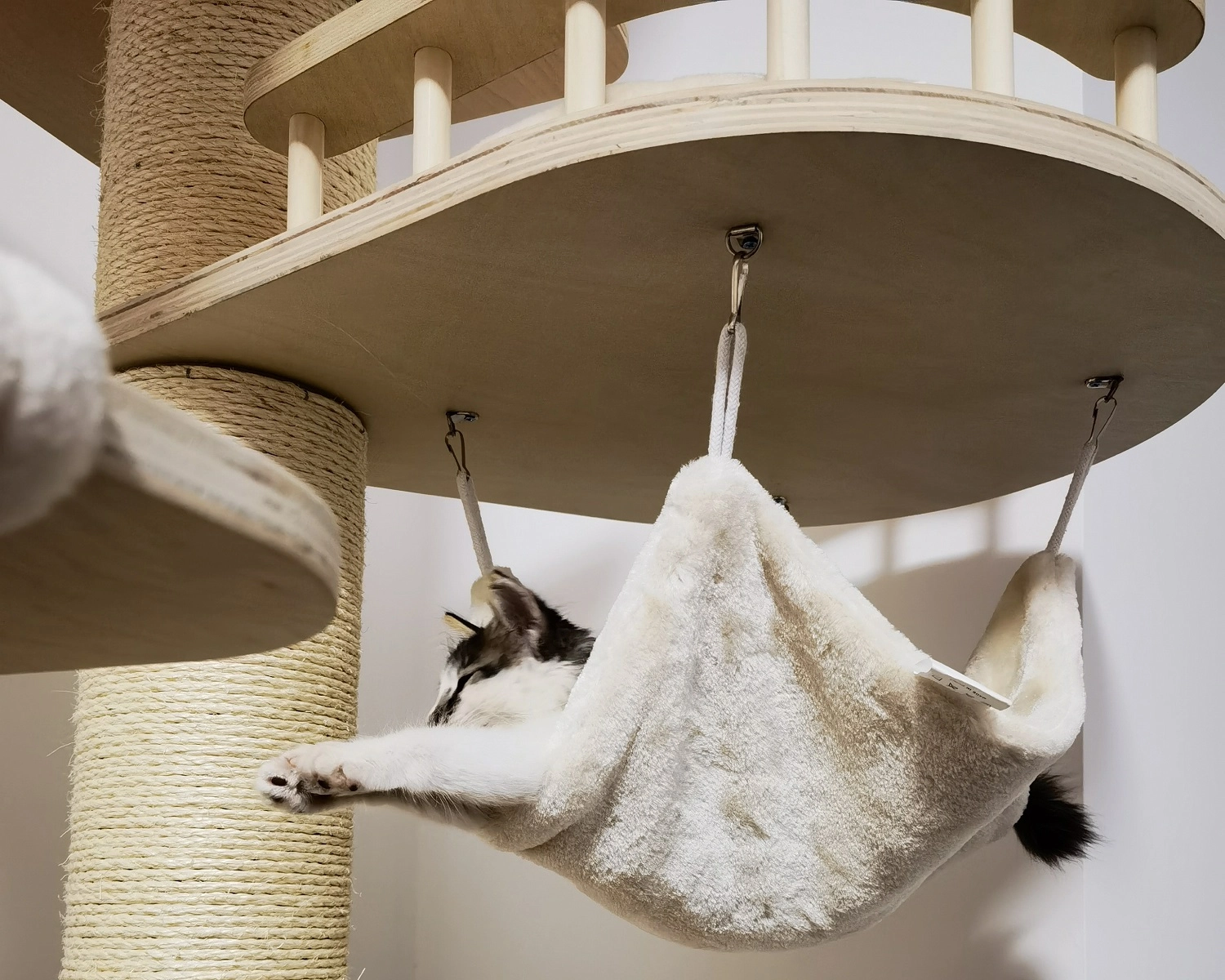 80in Wooden White Cat Tower - Funny hammock