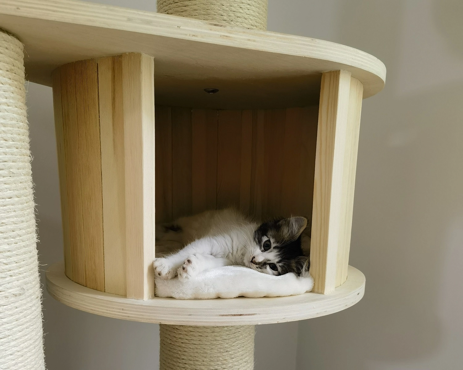 80in Wooden White Cat Tower - Pinewood condo