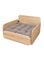 Cloud Solid Wood Cat Bed - Grey mattress