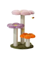 Colorful Flower Cat Tree with Scratching Post