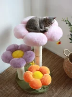 Colorful Flower Cat Tree with Scratching Post