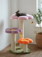 Colorful Flower Cat Tree with Scratching Post