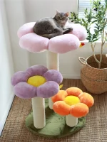 Colorful Flower Cat Tree with Scratching Post