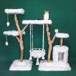 Designer Large Faux Fox Fur Cat Tree for Multiple Cats