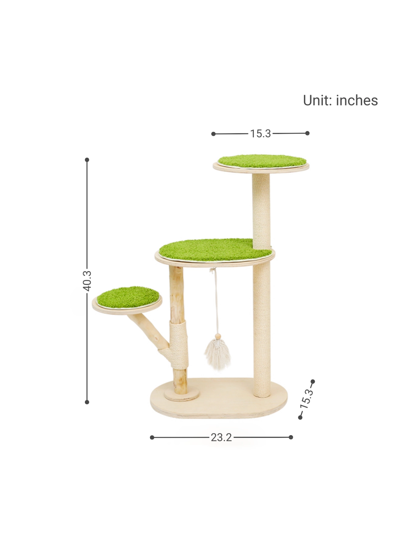 Green Grass Cat Tree for Small Apartment - Large size