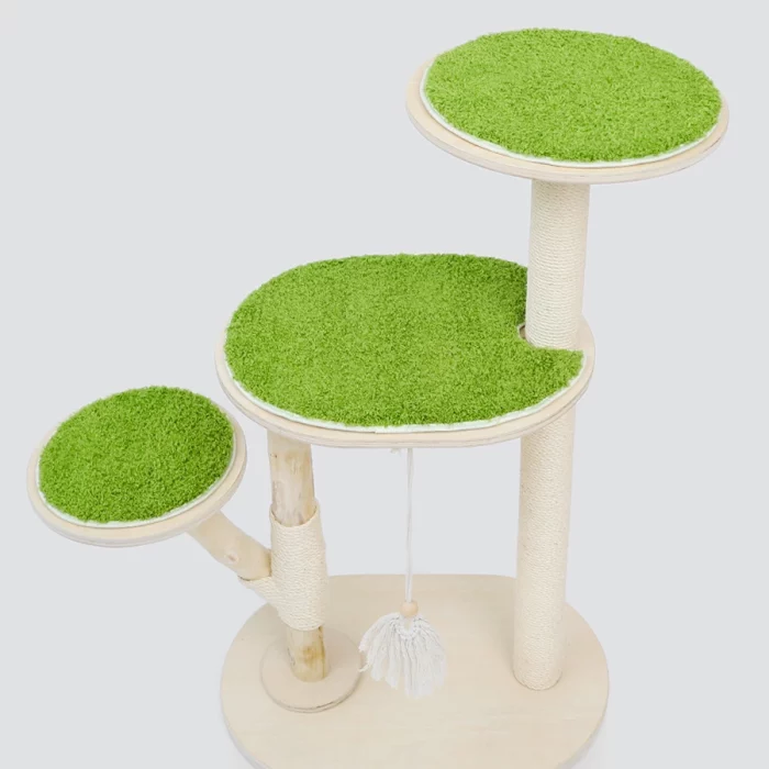 Green Grass-like Cat Tree for Small Apartment