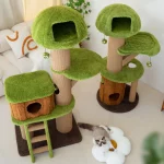 Green Mushroom Carpeted Cat Tree