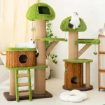 Green Mushroom Carpeted Cat Tree