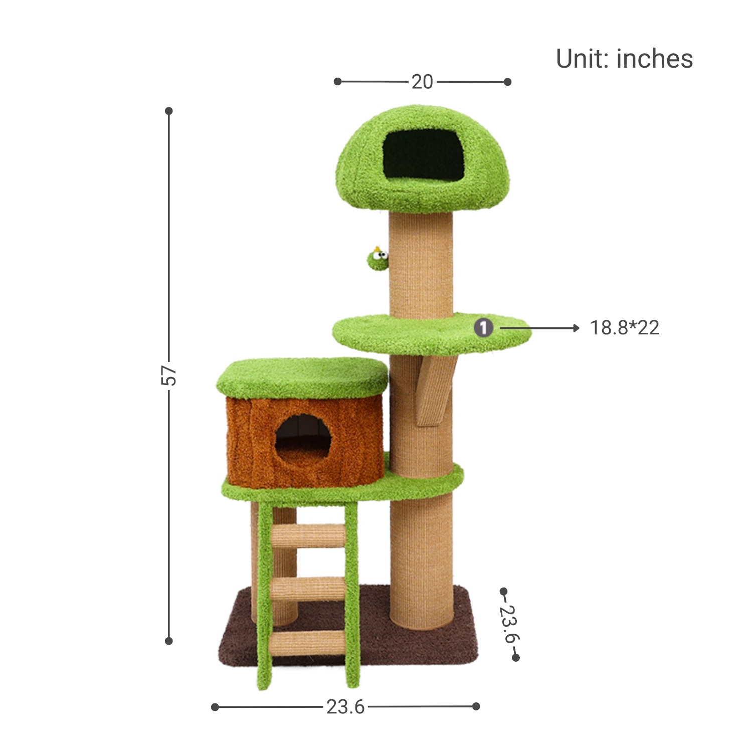 Green Mushroom Carpeted Cat Tree - Large