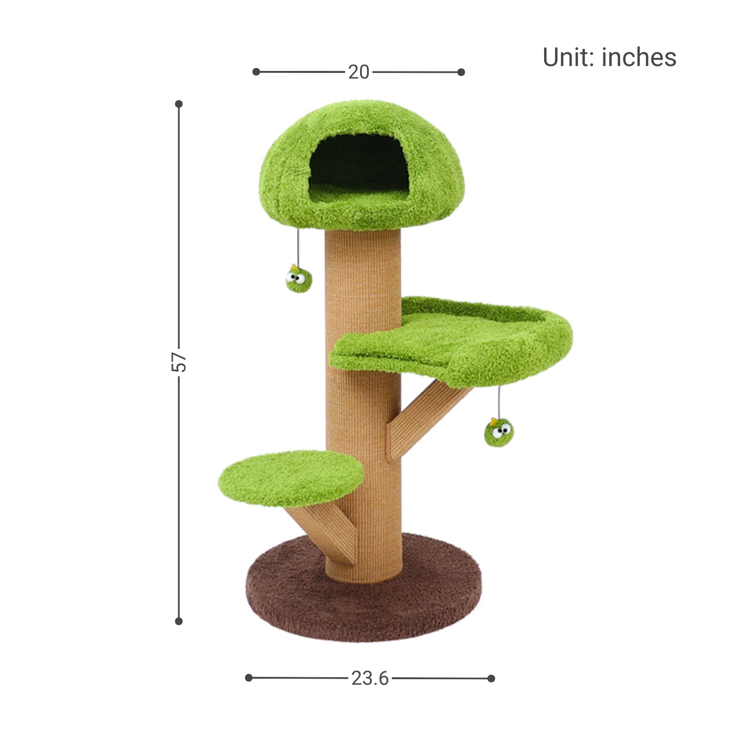 Green Mushroom Carpeted Cat Tree - Small size