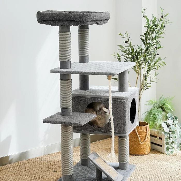 Grey Carpet Cat Condo for Large Cats