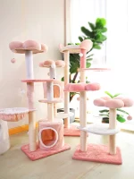 Large Cherry Blossom Pink Cat Carpet Tower