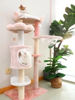 Large Cherry Blossom Pink Cat Carpet Tower