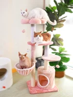 Large Cherry Blossom Pink Cat Carpet Tower