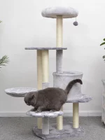 Large Grey Color Carpet Cat Tower