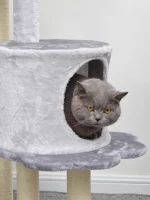 Large Grey Color Carpet Cat Tower