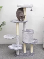 Large Grey Color Carpet Cat Tower