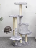 Large Grey Color Carpet Cat Tower