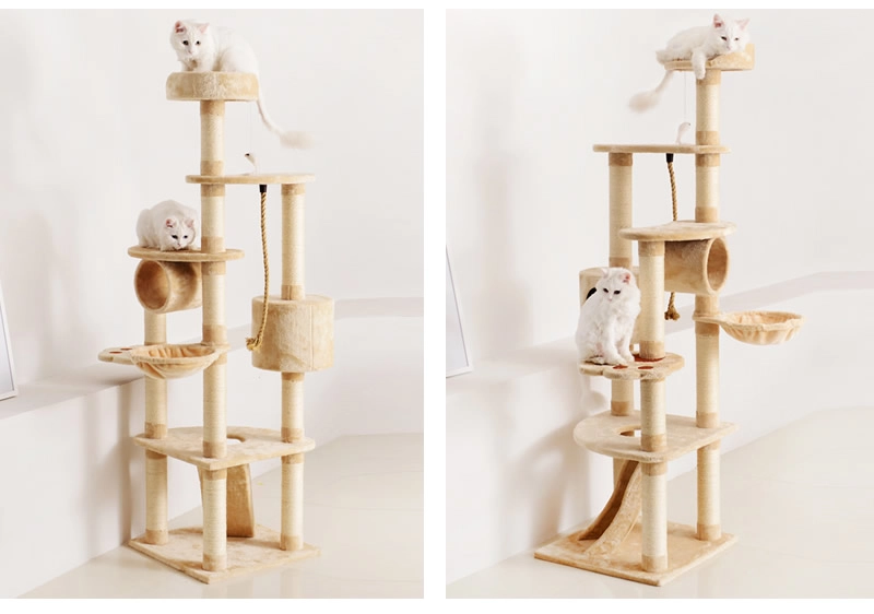 Light Brown 72in Large Carpet Cat Tree - different angles