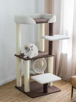 Simple Modern Cat Tower with Large Perch and Tunnel