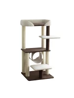 Simple Modern Cat Tower with Large Perch and Tunnel