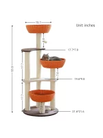 Size detail of Orange Woven Cat Tree with Sisal Post