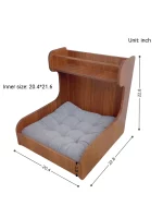 Size detail of Solid Wood Cat Bed with Storage Rack