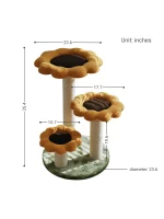 Size detail of Sunflower Cat Tower with 3 Flowers