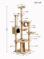 Size of Light Brown 72in Large Carpet Cat Tree