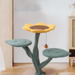 Small Sunflower Shape Carpeted Cat Tower