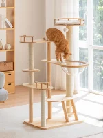 Solid Pinewood 59in Cat Tower