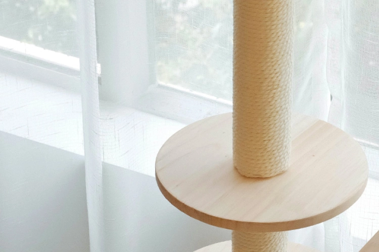 Solid Pinewood 59in Cat Tower - Paper rope post