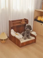 Solid Wood Cat Bed with Storage Rack