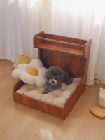 Solid Wood Cat Bed with Storage Rack